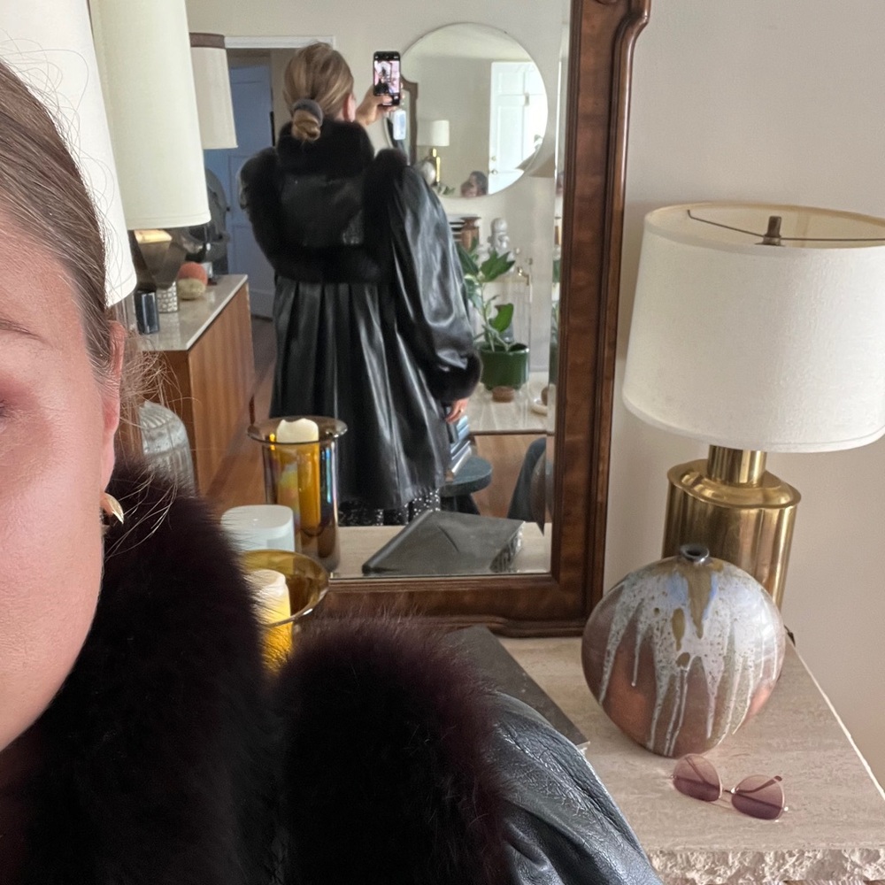 Iconic 90s Leather Coat With Python Trim And Fur … - image 7